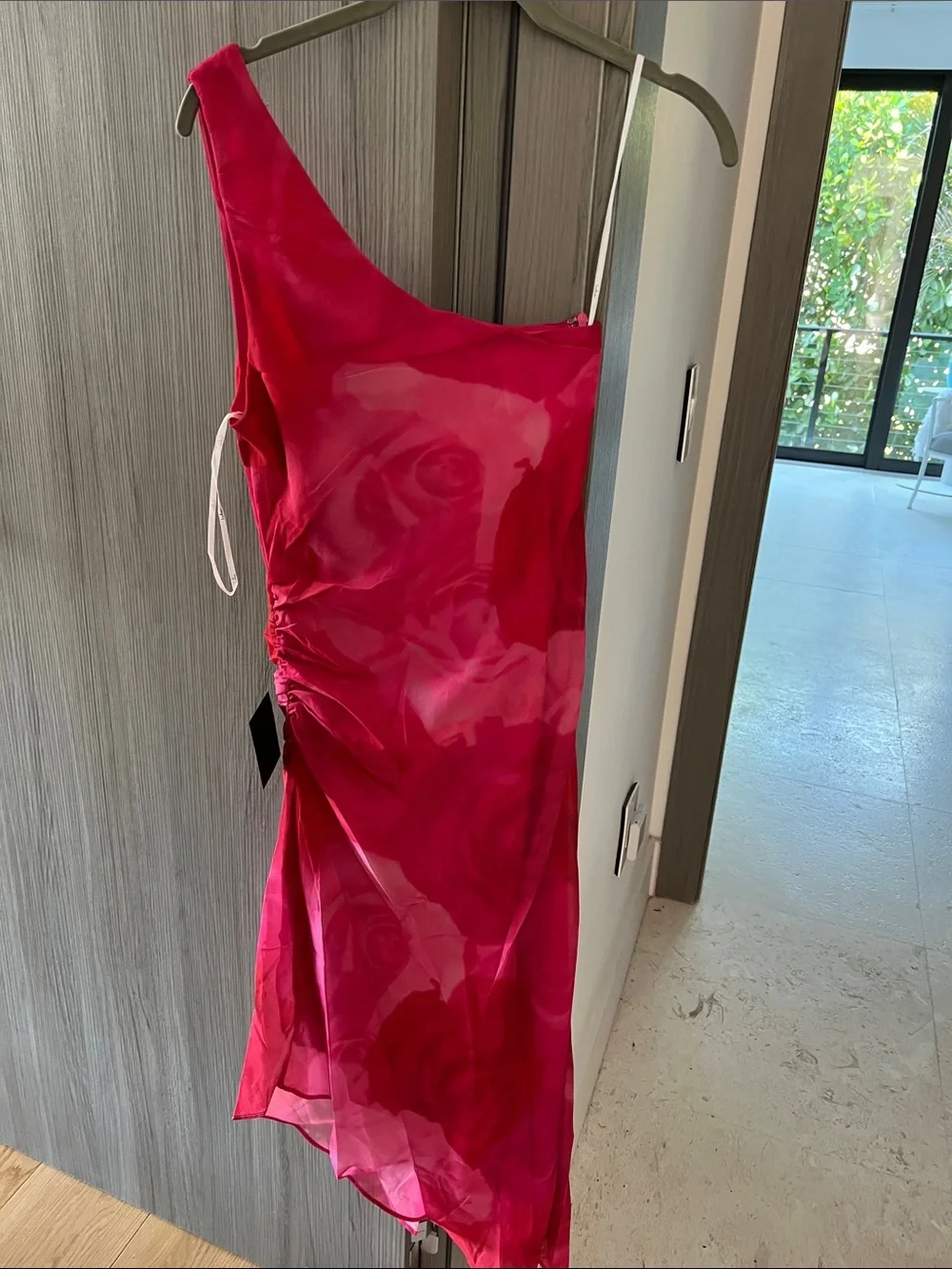 NWT LULU'S pretty seren asymmetrical mesh rushed bodycon dress XS - Picture 11 of 13